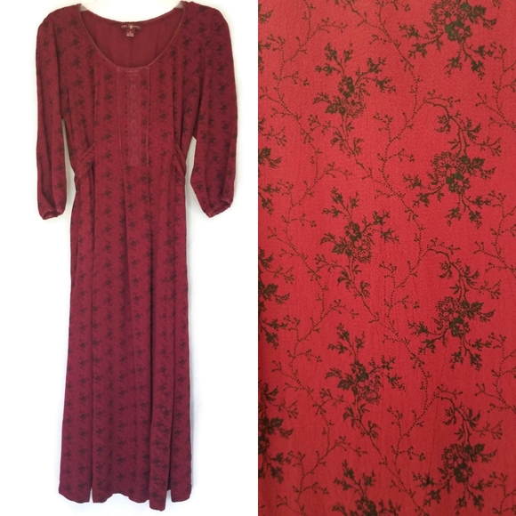 April Cornell Dresses & Skirts - April Cornell Burgundy Floral Maxi Dress